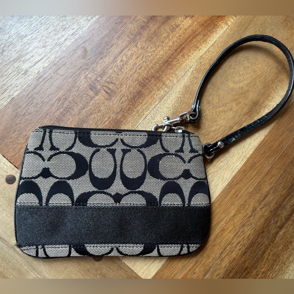 Coach signature stripe wristlet